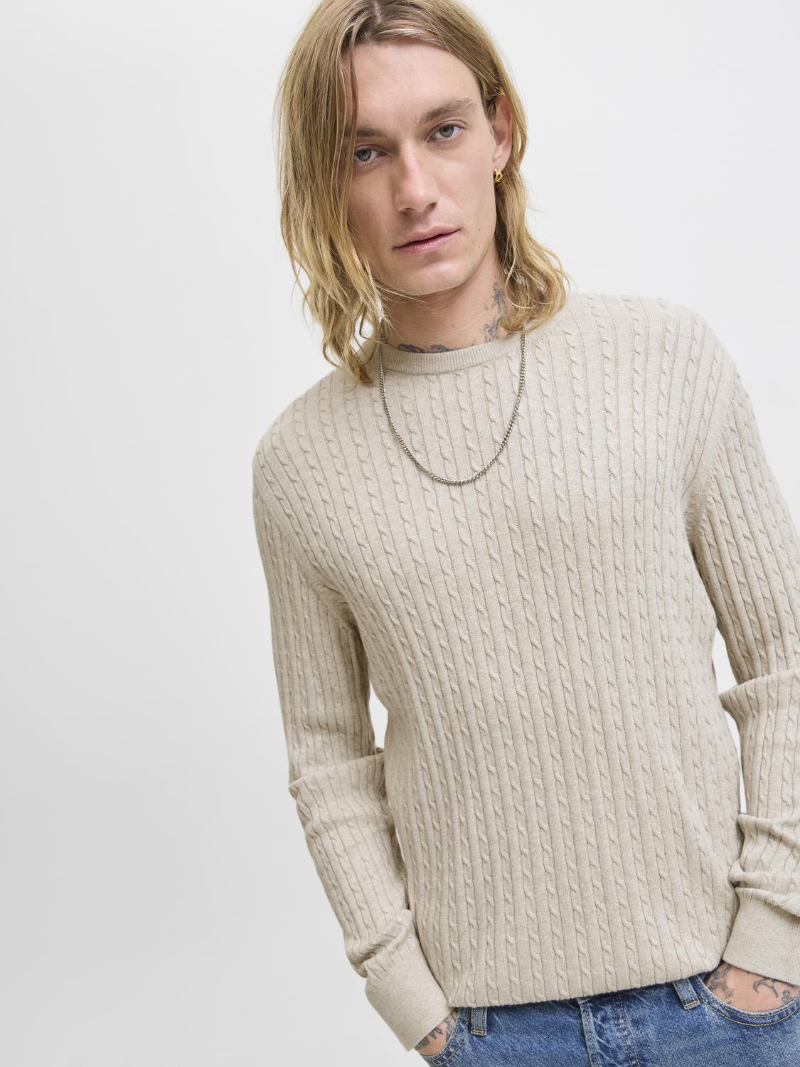 JJEEMIL CABLE KNIT CREW NECK